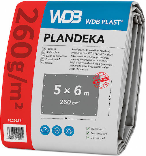 MP Pânză Impermeabilă Rotundă 260gr/m² cu Diametru 5m Heavy Duty Gri