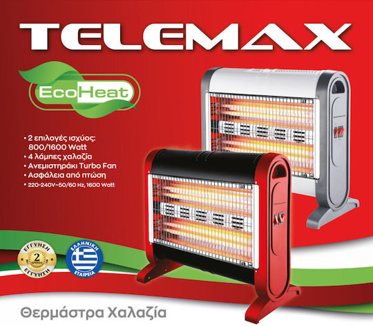 Telemax Ecoheat Σόμπα Χαλαζία με Ανεμιστήρα 1600W