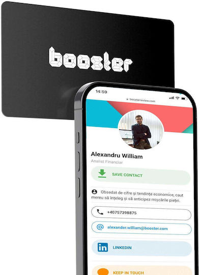 Carte De Vizită Booster Nfc Smart Card Tap To Share Neagră