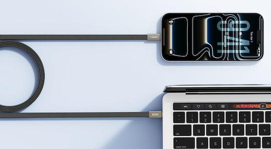 Veger Flat / Braided USB 2.0 Cable USB-C male - USB-C 60W Μαύρο 1.2m CC06-MTB