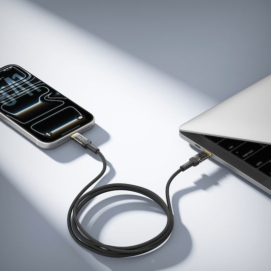 Veger Cablu USB 2.0 LED / Braided USB-C Tată - USB-C 240W Negru 1.5m CC2-TMD