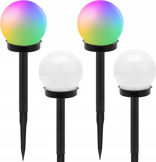 Verk Group Σετ 4 Καρφωτά Ηλιακά Φωτιστικά Μπάλες RGB με Φωτοκύτταρο IP65 36x36εκ.
