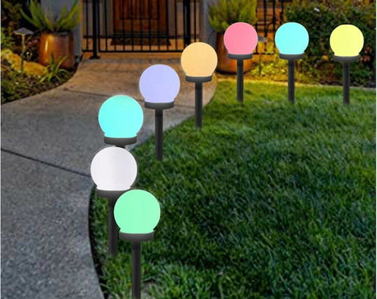 Verk Group Σετ 4 Καρφωτά Ηλιακά Φωτιστικά Μπάλες RGB με Φωτοκύτταρο IP65 36x36εκ.