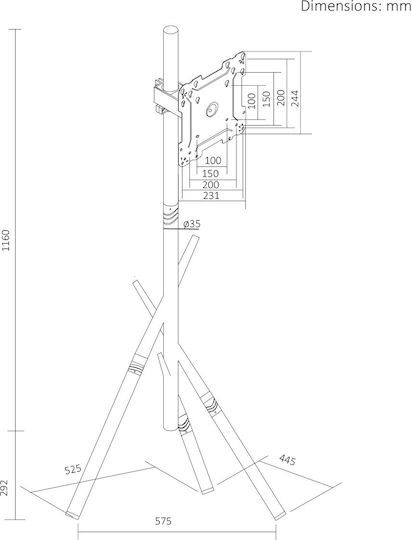 Maclean Energy MC-181 W Βάση Τηλεόρασης Δαπέδου έως 55" και 60kg Λευκό