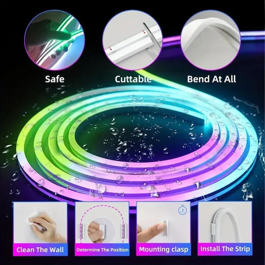 Waterproof TV LED Strip USB 5V 5m Neon Flex with Power Supply & Remote Control
