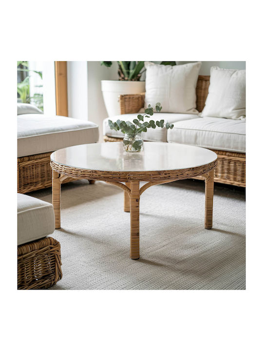 Tulup Suprafață Rotundă A Mesei Din Sticlă Albă 100x100cm 010010820150000019042