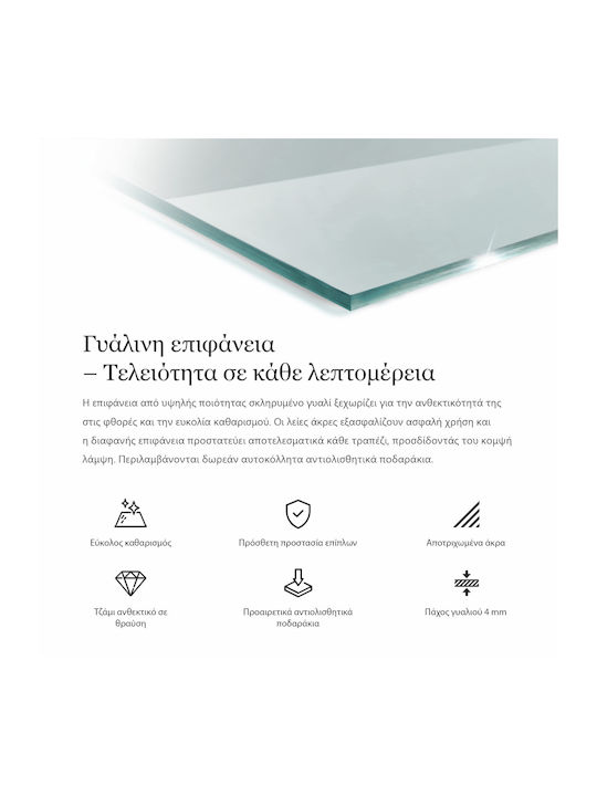 Tulup Rechteckige Tischoberfläche aus Glas in Transparent Farbe 140x70cm 010010820040100000000