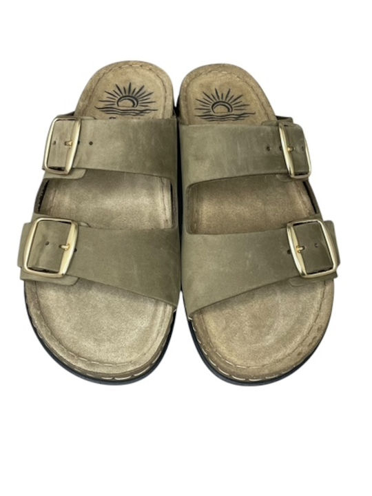 Sienna Leather Women's Anatomic Green Sandals GY-08414-17-2