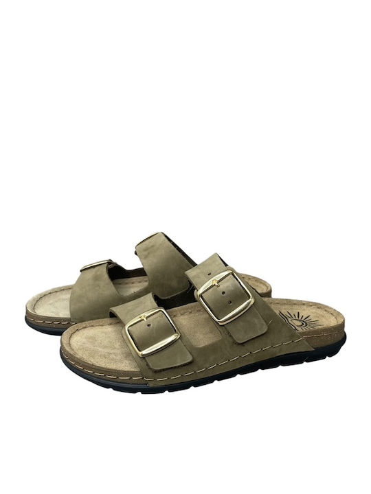 Sienna Leather Women's Anatomic Green Sandals GY-08414-17-2