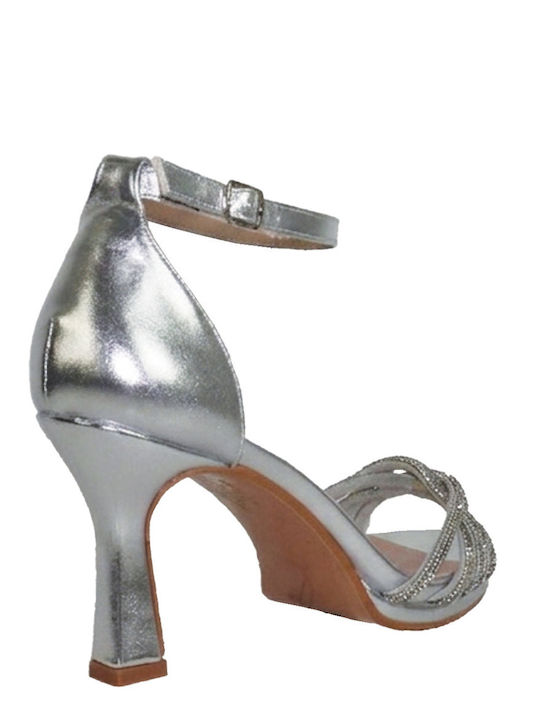 Damen Sandalen mit Strass Silber