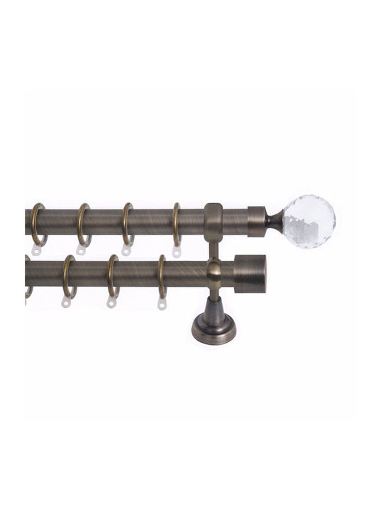 Import Hellas Metallic Curtain Pole No9 Double with Rod Ø25mm 140cm Bronze
