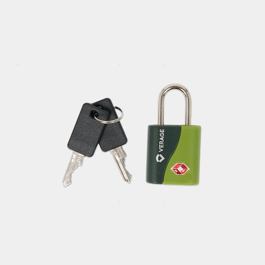 Verage Padlock Brass with Key with Certification TSA Green