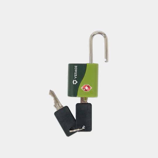 Verage Padlock Brass with Key with Certification TSA Green