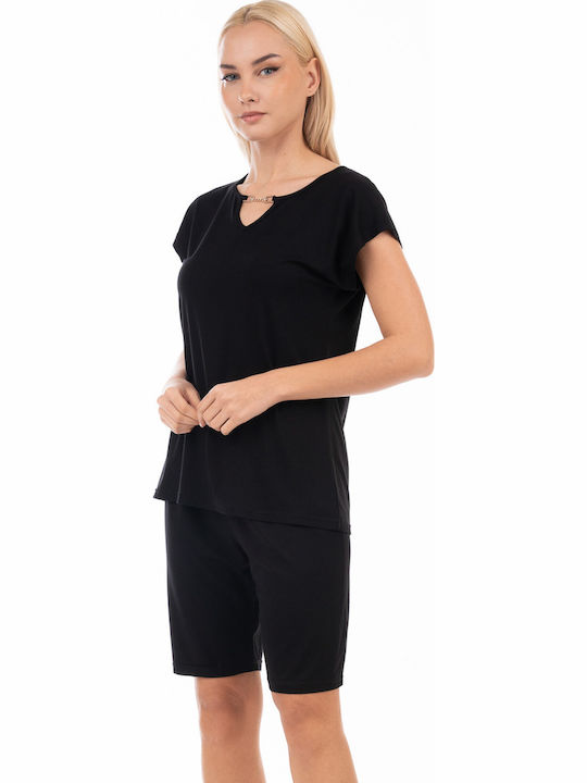 Secret Point Secret Point Sommer Damen Schlafanzug Set Schwarz Secret Point Secret Point Sommer Damen Schlafanzug Set Schwarz