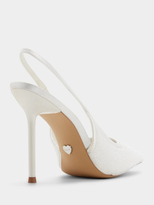 Spitze Zehen Pumps mit Hohem Absatz in Creme
