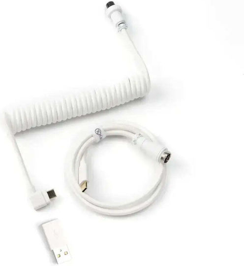Keychron Спирален USB 2.0 кабел USB-C мъжки - USB-C Бял USB-C