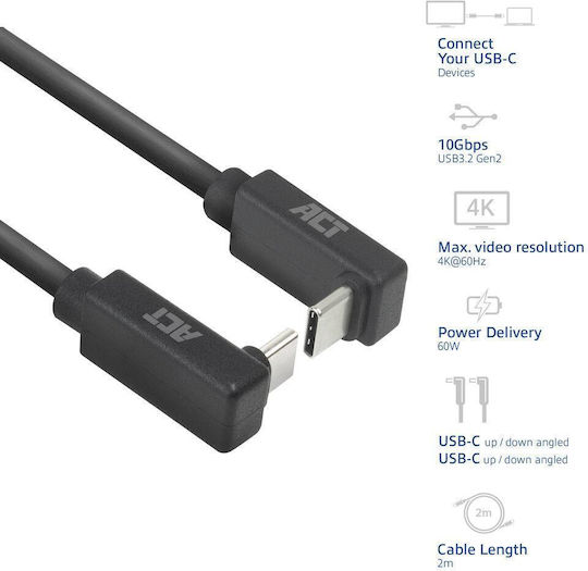 Act USB 3.2 Видео кабел USB-C мъжки - USB-C / DisplayPort 60W 2m