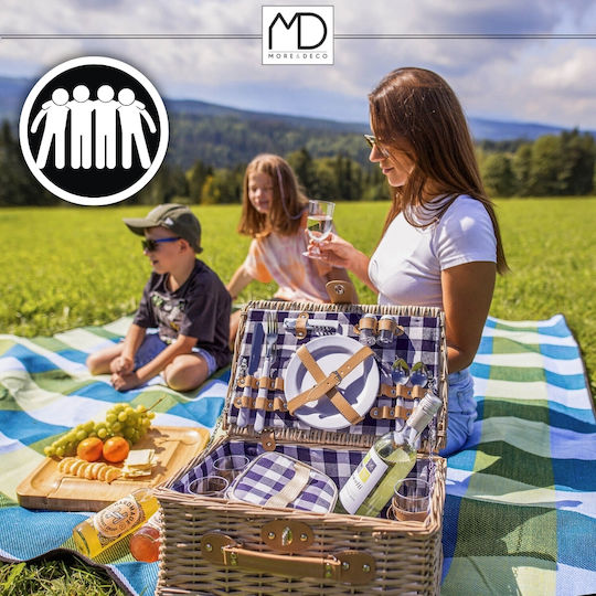 Wicker Picnic Basket 4 People Cutlery Glasses Gift More&deco