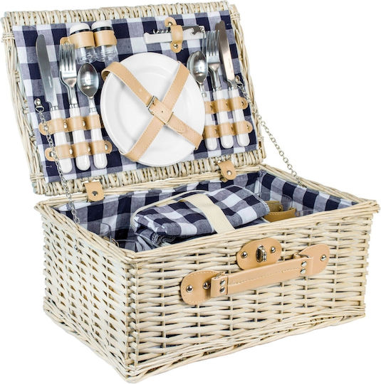 Wicker Picnic Basket 4 People Cutlery Glasses Gift More&deco