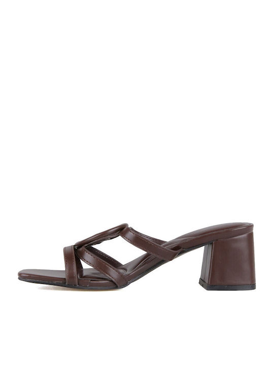 Mules With High Heel In Brown Colour