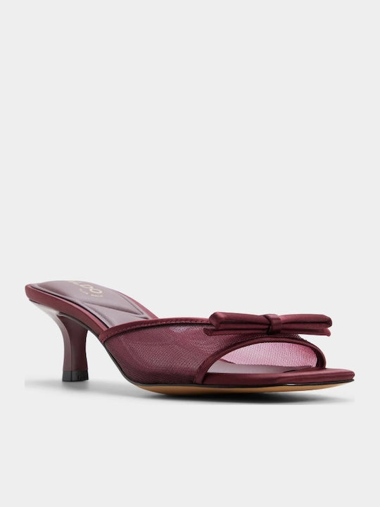 Mules With Low Heel In Burgundy Colour