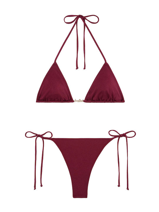 Bikinihosen Slip mit Schnürung Burgundisch
