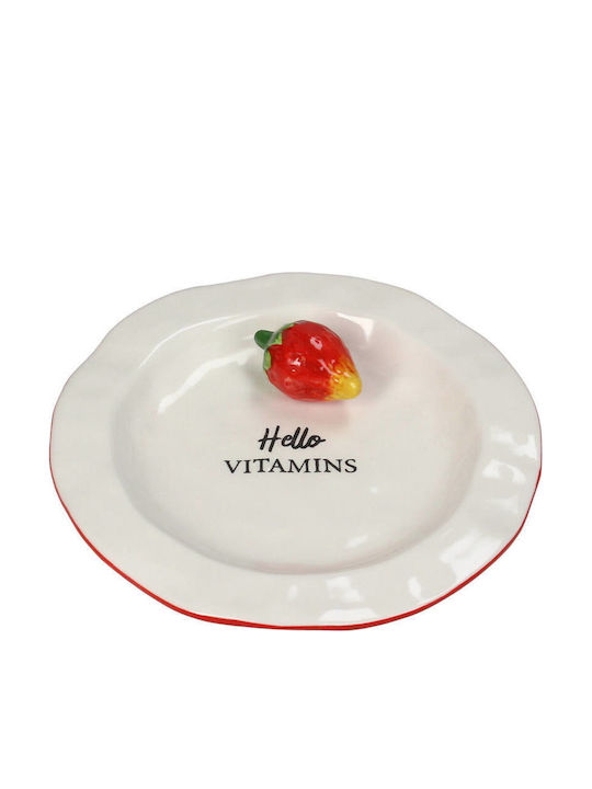 Koart Porcelain Small Plate Decorated Strawberry 15x15x3 Cm