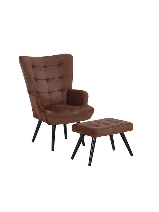 Woodwell Hochlehner-Sessel mit Fußhocker Braun Schwarz E7142 B2 2x39x71cm