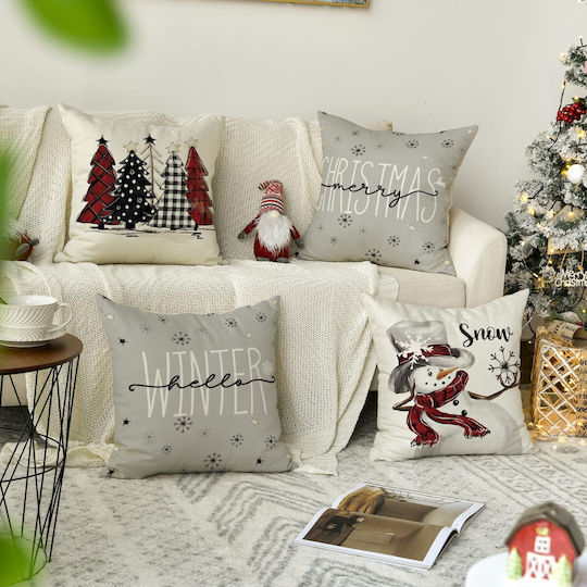 Weihnachtsdekorative Kissen Weiß 4 Stücke 50 x 50 cm