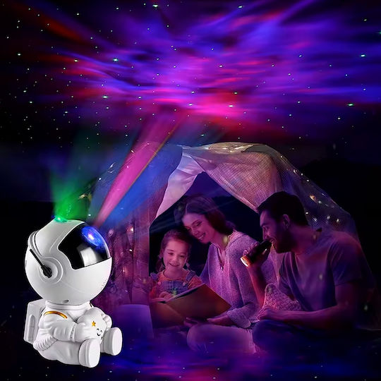 Led Περιστρεφόμενο Παιδικό Φωτιστικό Projector Night με Προβολή Αστεριών Πράσινο 22.8x12x11.3εκ.