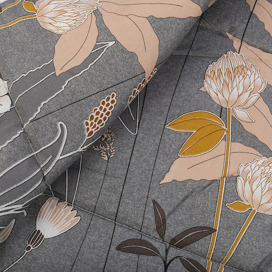 Πάπλωμα Μονό με Γέμιση Microfiber 150x210εκ. Γκρι 150 GSM