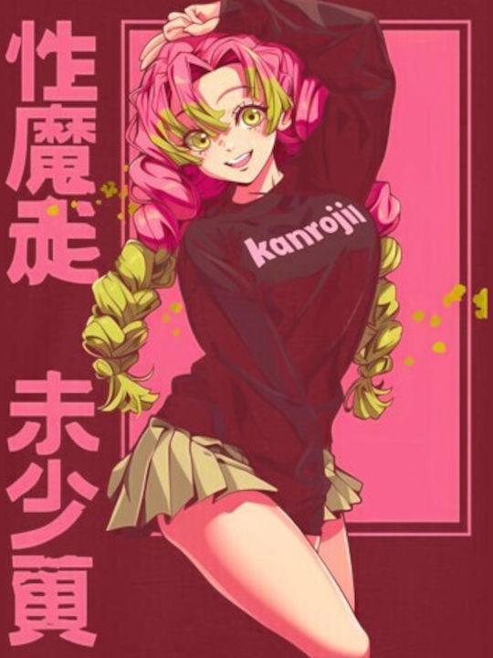 T-shirt Anime Χαρακτήρας Ροζ Πράσινα Μαλλιά Pop Culture Cardinal Red
