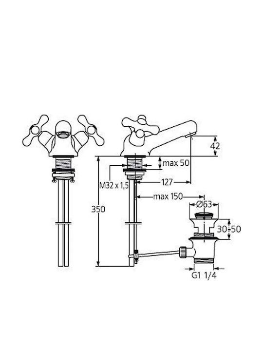 Ideal Standard Αναμεικτική Μπαταρία Νιπτήρα Ασημί