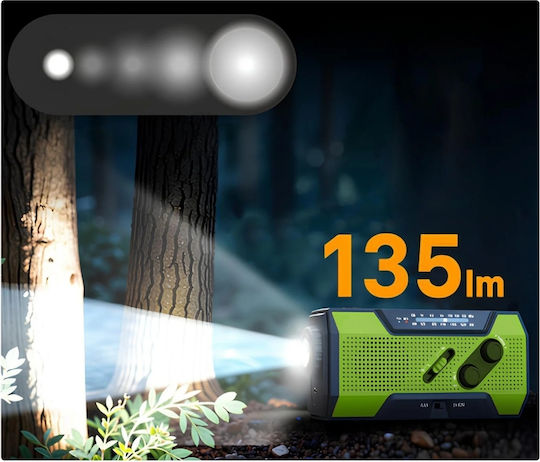 Renew Force Radio Portabil De Urgență Solar Cu Manivelă Power Bank 2000mah Lanternă Led Alarmă Sos Usb-c