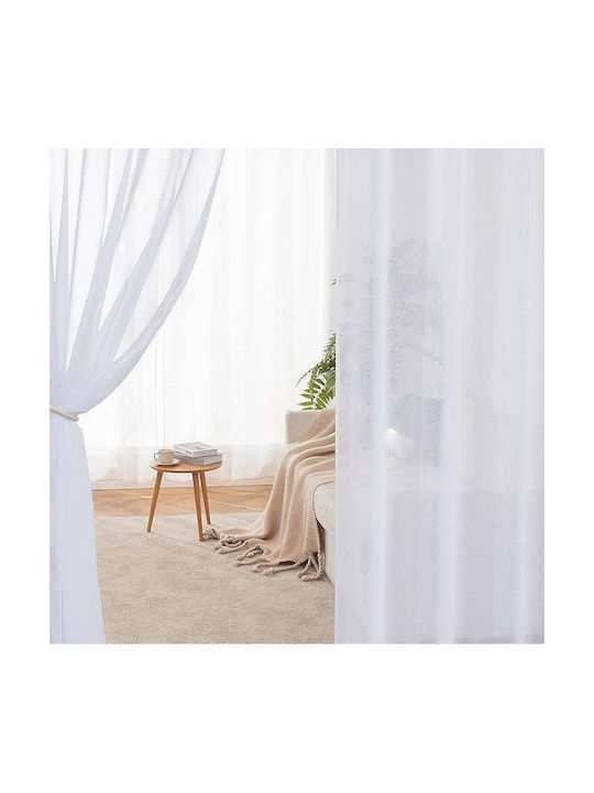 Miulee Σετ Κουρτίνες με Τρουκς White 140x185εκ.