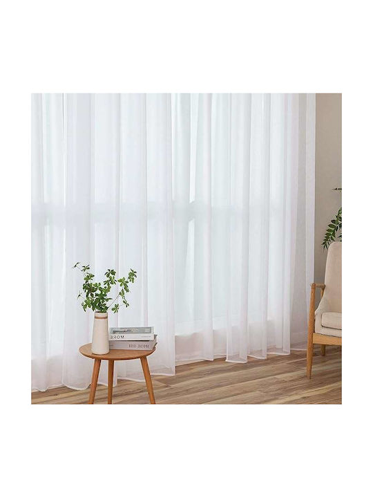 Miulee Σετ Κουρτίνες με Τρουκς White 140x185εκ.
