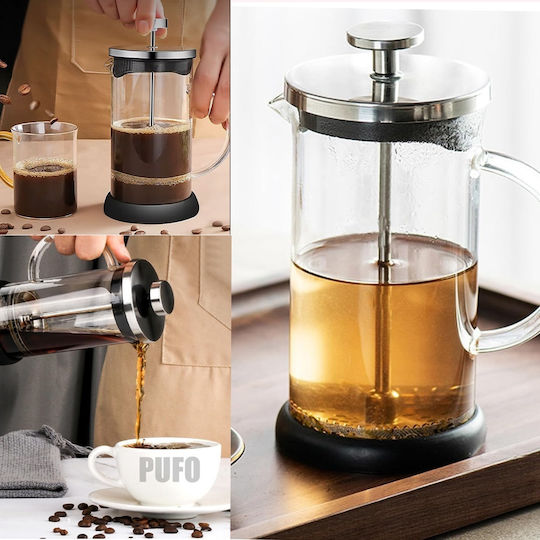 Pufo Modern Pufo Teefilter Teekanne Aus Borosilikatglas Mit Griff Französische Presse Typ Sieb 1l