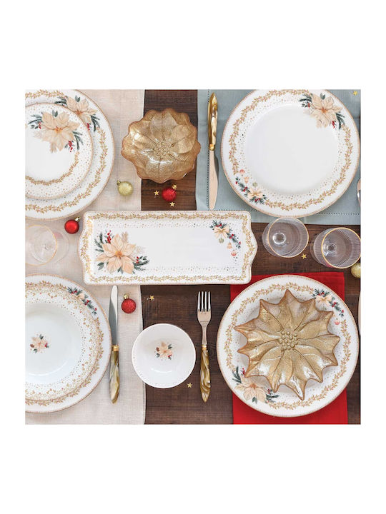 Easylife Christmas Porcelain Platter Flowers & Branches 35x15cm