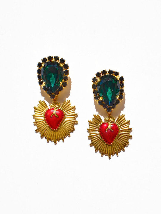 Kaleido Dangle Earrings Made of Gold Plated Steel Green