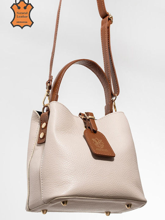 Leder Damen Handtasche in Creme