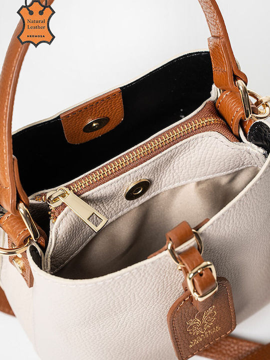 Leder Damen Handtasche in Creme