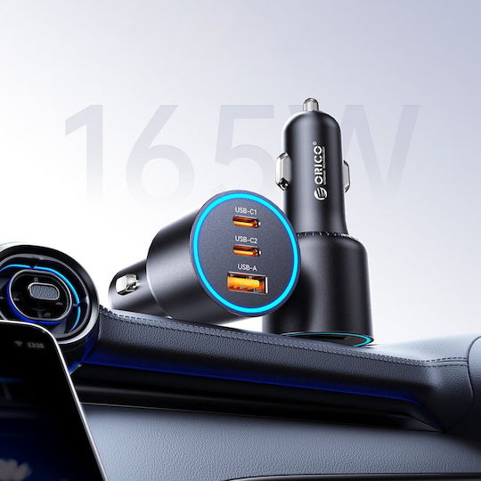 Orico Hyperdrive 165w Usb-a + 2x Usb-c Car Charger Black Hd-165-1a2c Orico-hd-165-1a2c-bk-ep-hu