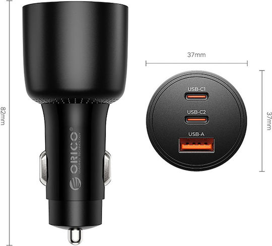 Orico Powerlink 165w Usb-a + 2x Usb-c Car Charger Black Pl-165-1a2c Orico-pl-165-1a2c-bk-ep-hu