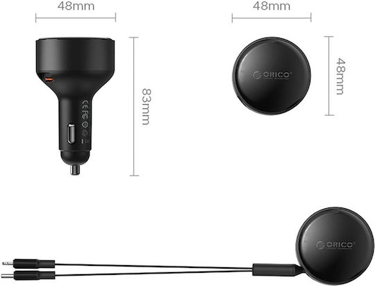 Orico Dual Stretch 60w Usb-c Car Charger Two Retractable Usb-c + Lightning Cables Black Ds-60-2c1l Orico-ds-60-2c1l-bk-ep-hu