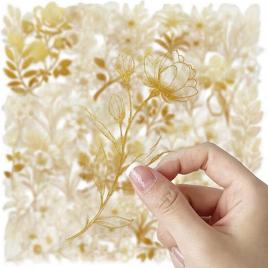 Decorative Gold Flower Stickers Set 50 Pieces