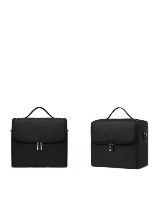 Geantă Organizator Cosmetic Zola 4 Compartimente Extensibile 3 Buzunare Cu Fermoar Curea De Transport Rezistentă La Apă 25.5 X 28 X 21 Cm Negru