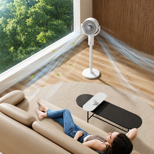 Ventilator Pe Piedestal 10W Diametru 38cm Cu Telecomandă Alb