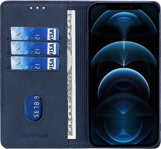 Vintage Magnet Wallet Case Sonique Motorola Edge 60 Fusion 5g Dark Blue