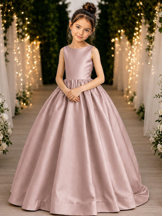Girls Dress Sleeveless Satin Pink Sapio Milo