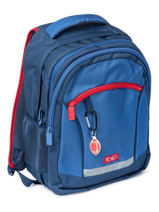 Yolo School Backpack Elementary Blue with Water Bottle Holder 28lt